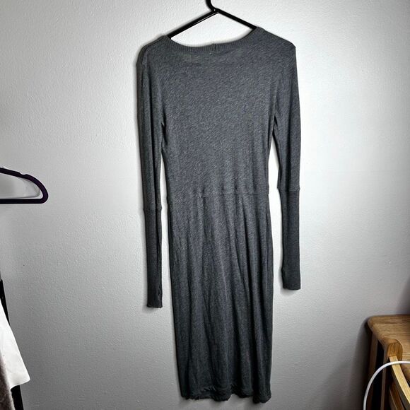 Enza Costa Light Gray Asymmetrical Midi Dress Size S Cashmere Blend Scoop Neck - Picture 7 of 8